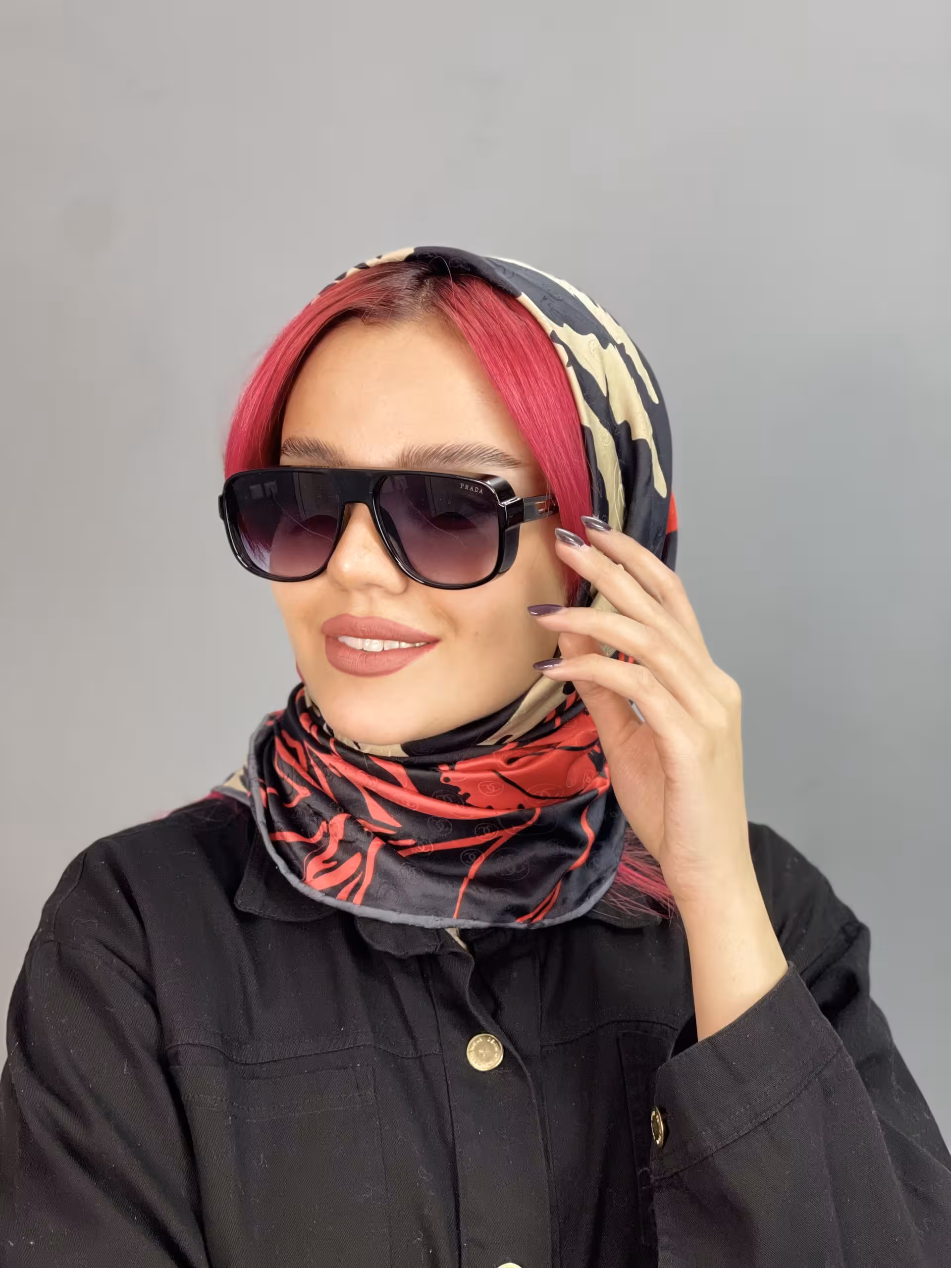 عینک آفتابی برند پرادا خلبانی مشکی یووی 400