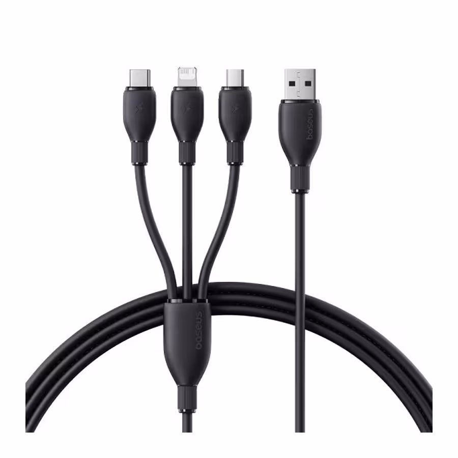 کابل تبدیل USB-A به Lightning و USB-C و MicroUSB بیسوس مدل Ultra-Fast طول 0.8 متر