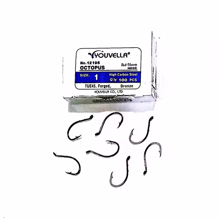 قلاب ماهیگیری یوولا مدل YOUVELLA برنزی سایز 1 بسته 7 عددی ساخت کره