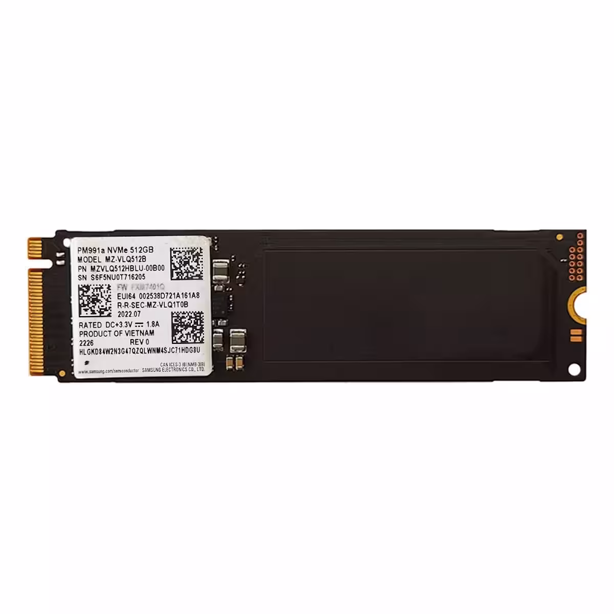 هارد اینترنال استوک اس اس دی سامسونگ مدل Samsung PM991a NVMe M.2 2280 ظرفیت 512 گیگابایت