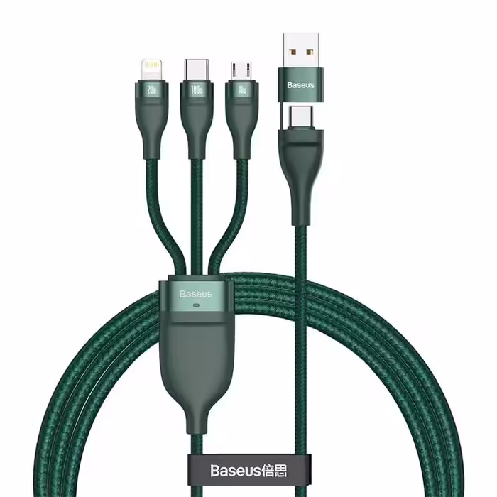 کابل تبدیل  USB به microUSB / لایتنینگ / USB-C باسئوس مدل CA2T3-06 طول 1.2 متر
