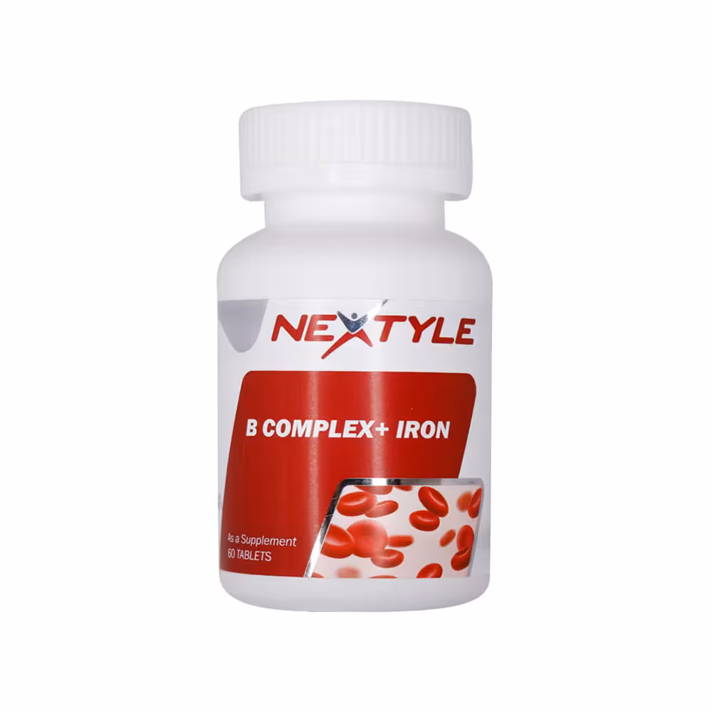 قرص ب کمپلکس پلاس آهن نکستایل 60عدد | Nextyle B Complex Plus Iron
