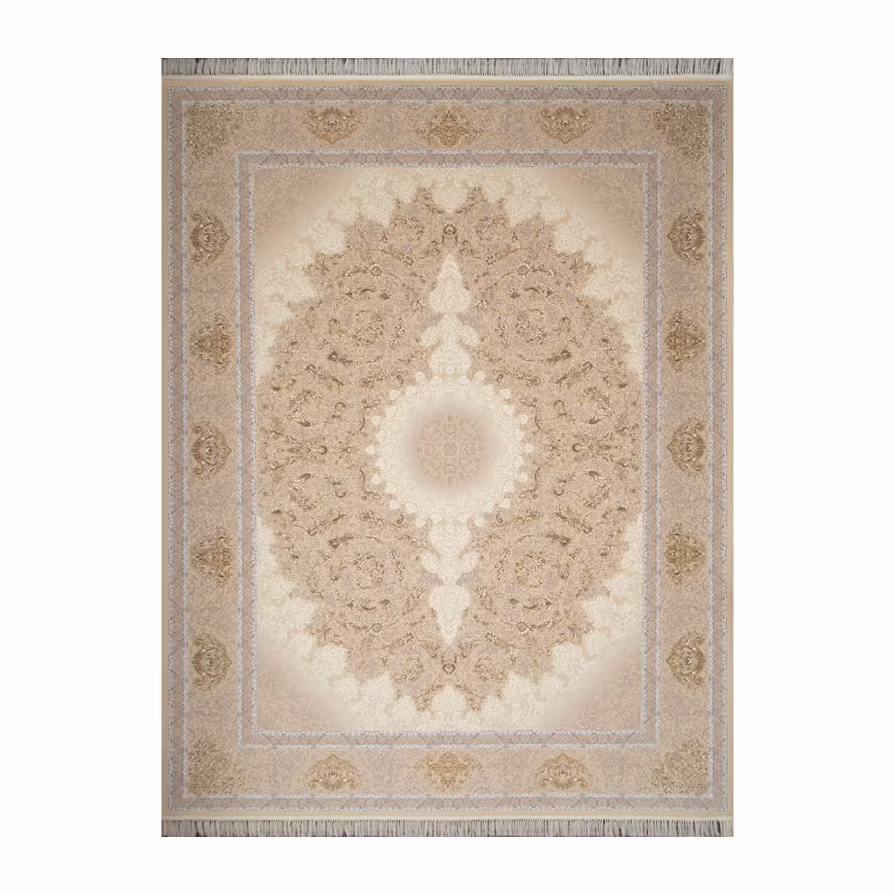 فرش ماشینی مدل گیتی کرم p نقره ای