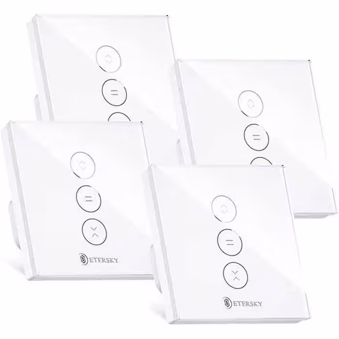 کلید پرده کرکره‌ای با پنل لمسی،سازگار با Alexa Echo و Google Assistant، ریموت کنترل / تایمر پک 4 عدد Etersky WF-CS01
