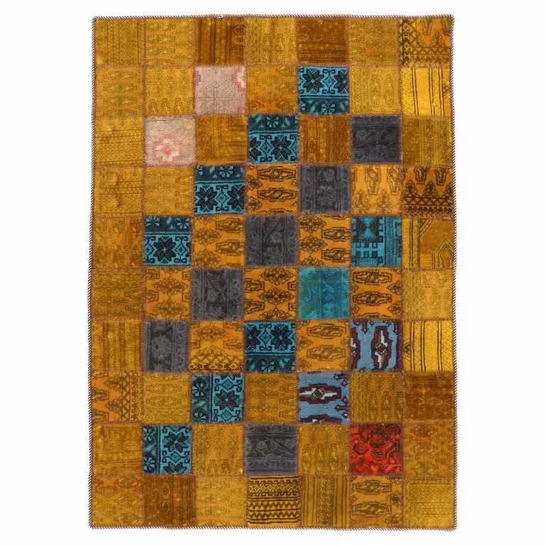 کلاژ فرش دستبافت رنگ شده یک و نیم متری