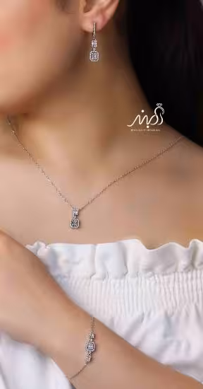 💍سرويس جواهری ميكروزنجيري امرالد(گردنبند ، گوشواره ، دستبند) (S_6023)‌‌‌‌‌‌ ‌
