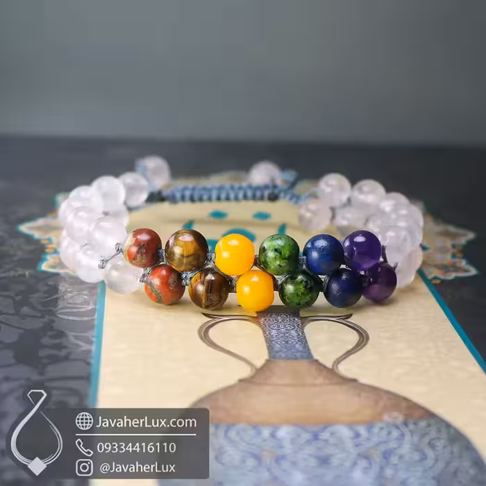 دستبند هفت چاکرا دو رج بافت مدل آگاهی برتر _ کد : 400931