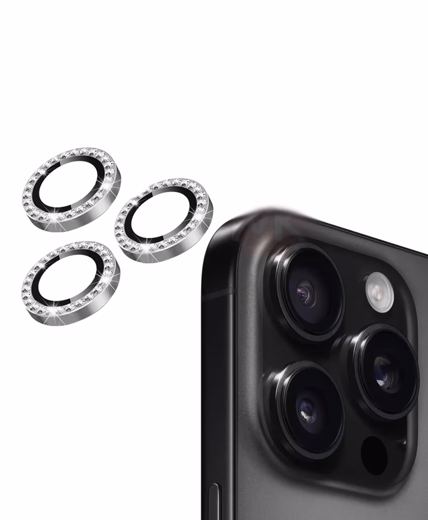 محافظ لنز فلزی نگین دار Iphone 16 Pro Max