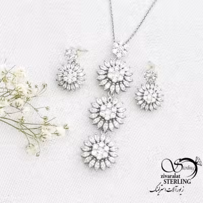 نیمست گل جواهری نقره ایتالیا کد 15463