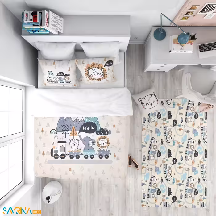 سرویس روتختی طرح قطار حیوانات یک نفره کد A2745