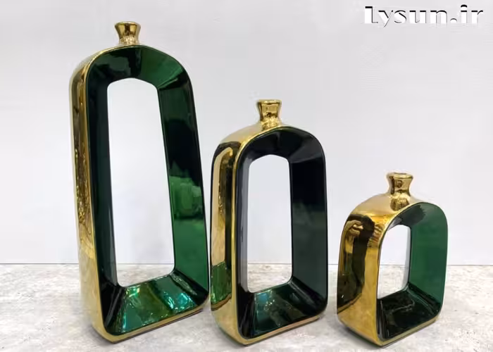 سالونگا (گلدان) 3 تکه جنس شیشه‌ای رنگبندی طبق تصویر