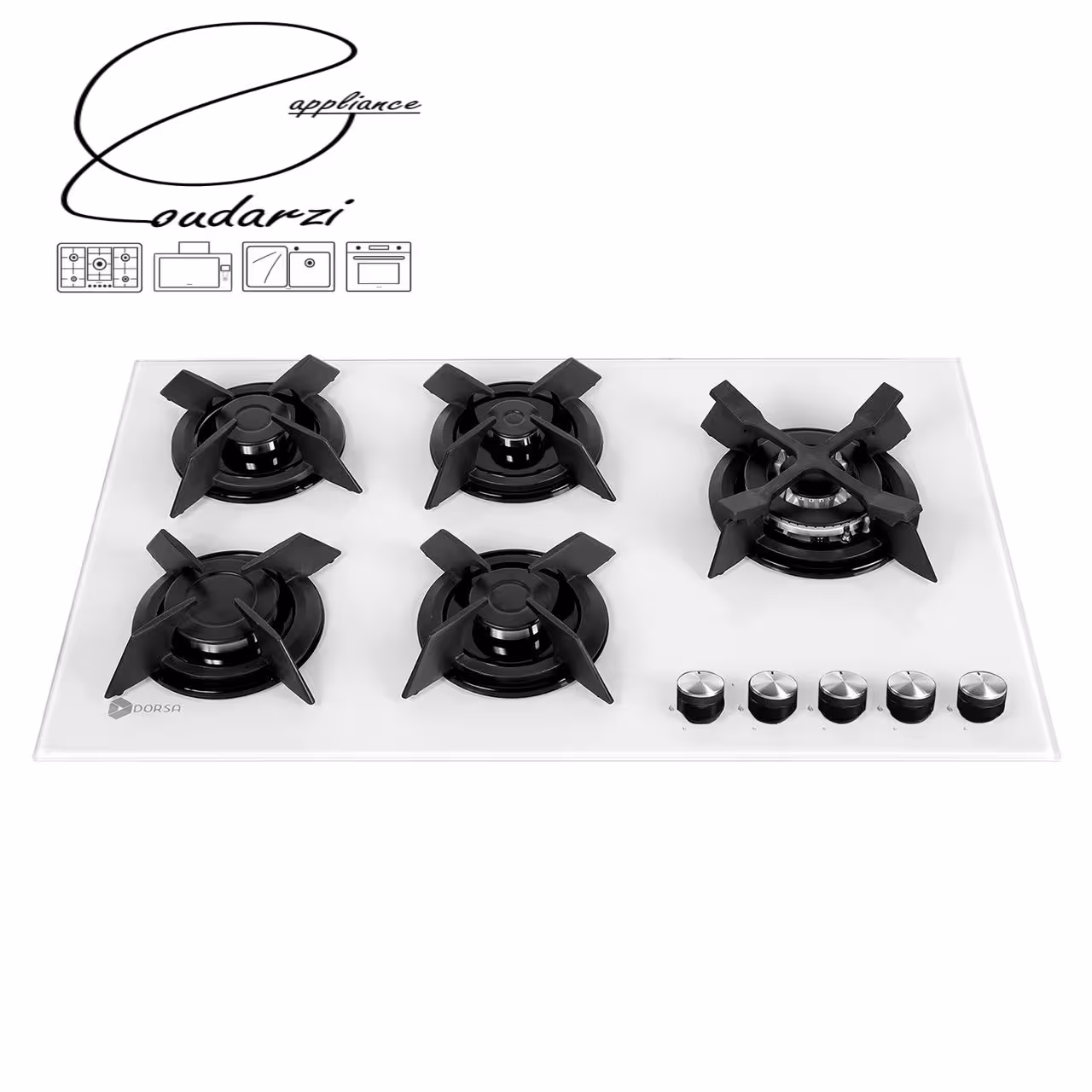 اجاق گاز شیشه ای سفید درسا مدل آرتا DG2103-5R