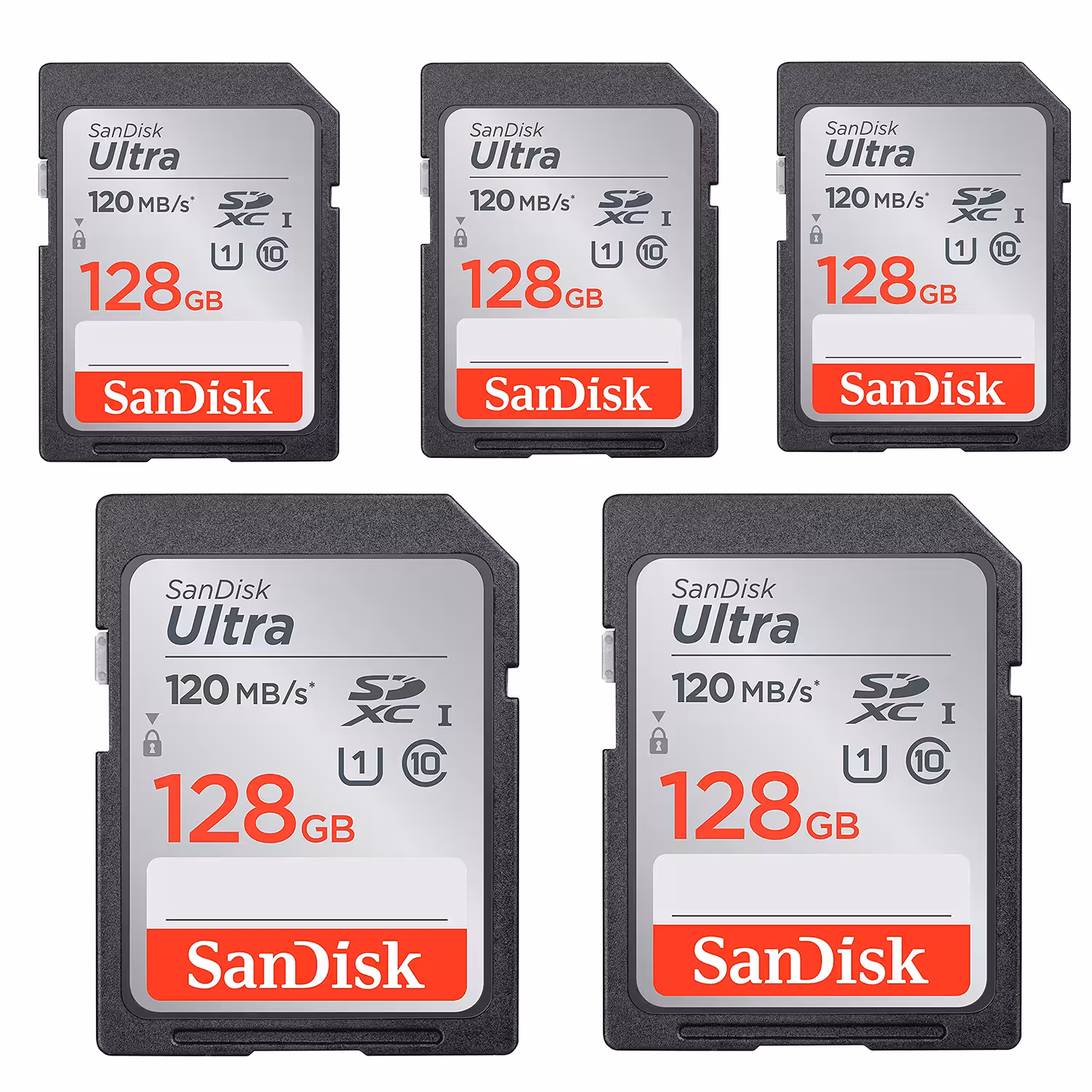 کارت حافظه SDXC سن دیسک مدل Ultra کلاس 10 استاندارد UHS-I U1 سرعت 120MBps ظرفیت 128 گیگابایت بسته 5عددی