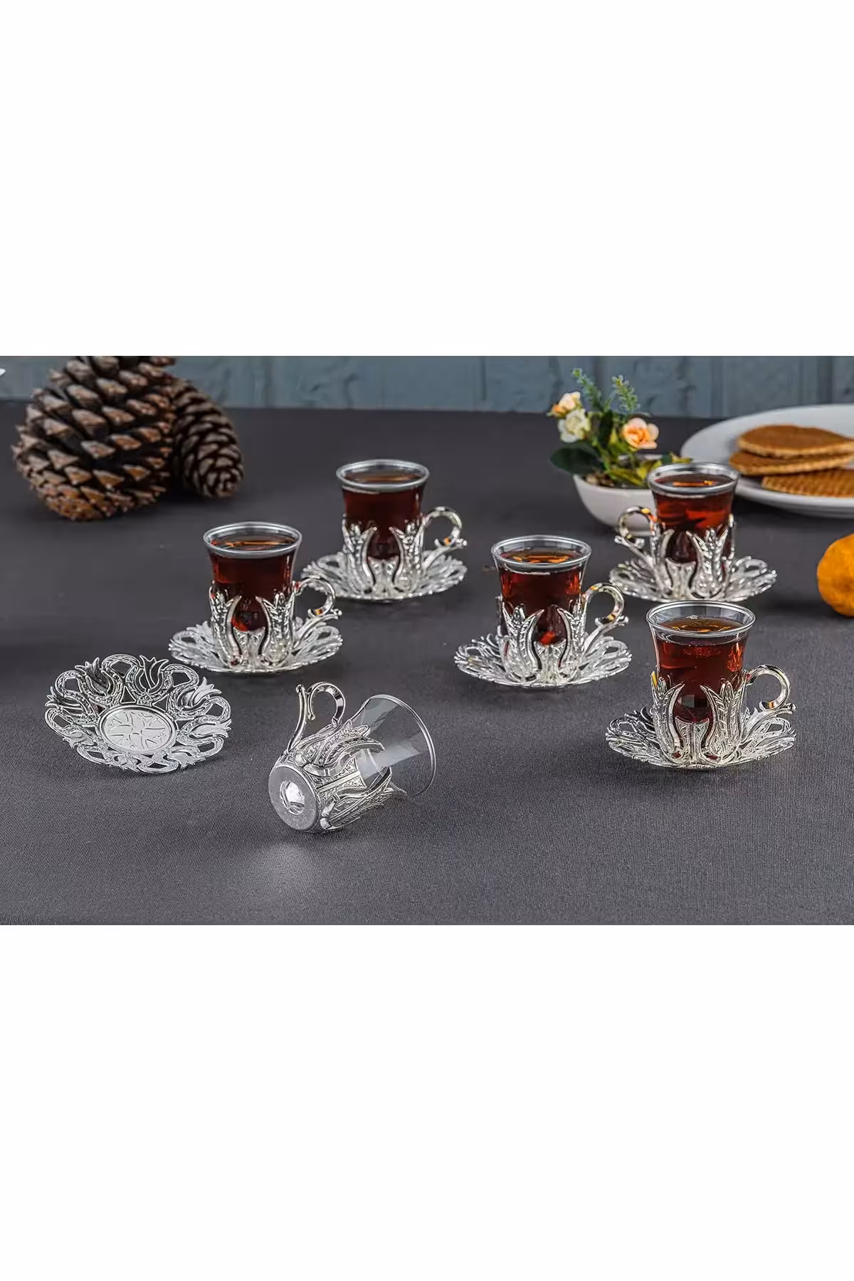 ست لیوان چای خوری نقره ای 18 تکه 6 نفره ارسال فوری