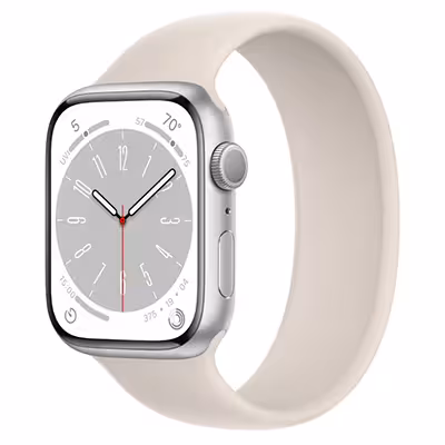 اپل واچ سری 8 آلومینیوم سیلور با بند سولو لوپ 45mm