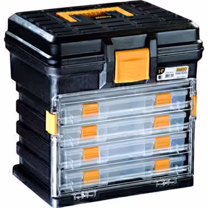 جعبه ابزار 14 اینچ قفل پلاستیکی به همراه ارگانایزر کد H14 مانو