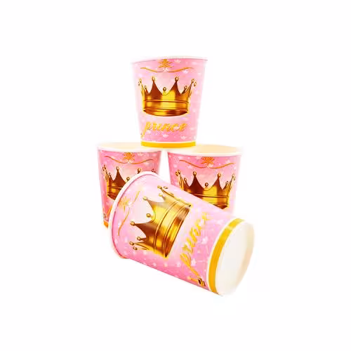 لیوان کاغذی تاج صورتی