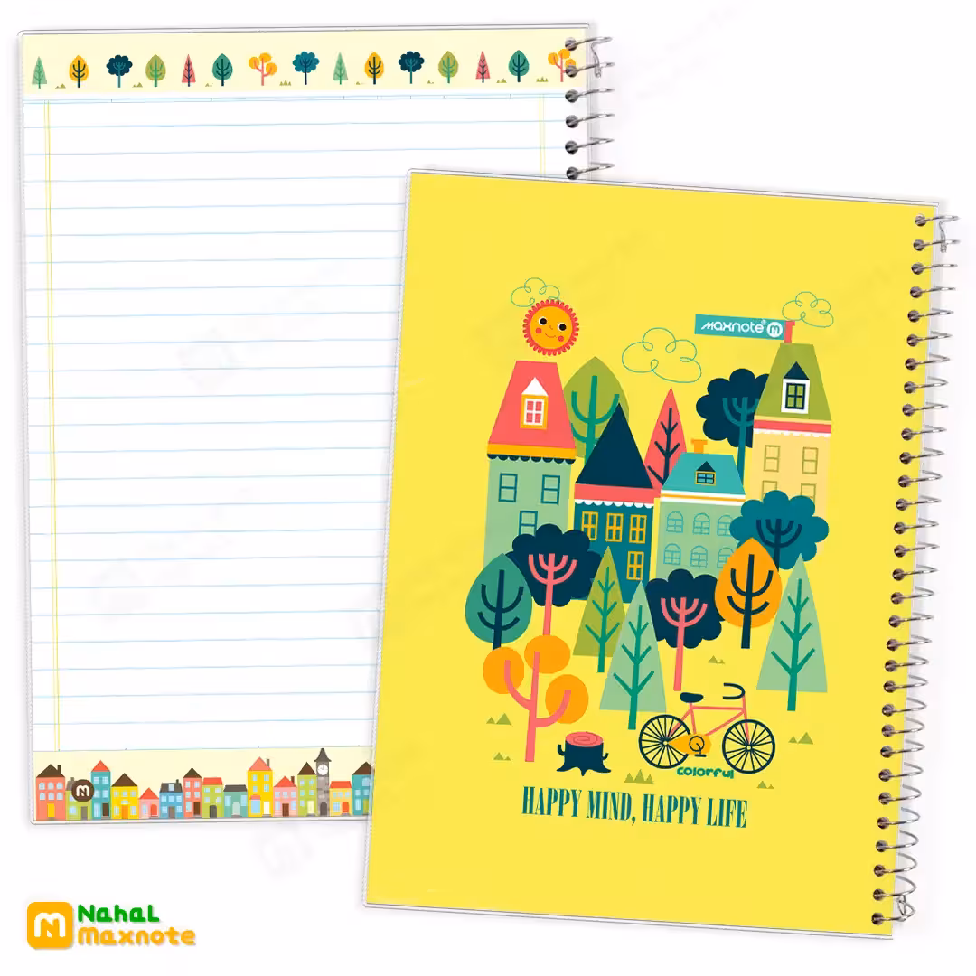 دفتر 100 برگ سیمی طلقی رنگی رنگی کد 9624.طرح 4