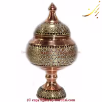 قندان مسی خاتم کوب پایه دار 620