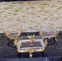 سرویس سوفله خوری پایه دار برگ آلمینیومی طلایی