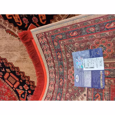 فرش ماشینی زمرد مشهد مدل کهنه نما زمینه لاکی