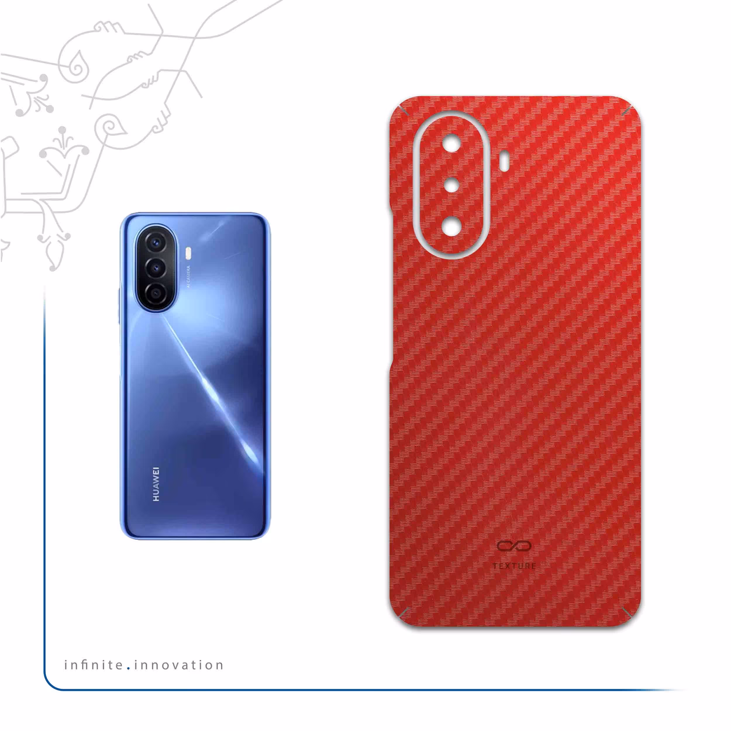 برچسب پوششی ماهوت مدل Red-Fiber مناسب برای گوشی موبایل هوآوی Nova Y70