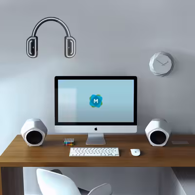 چراغ دیواری نئون دیزاین طرح Headphone-BL_WHT