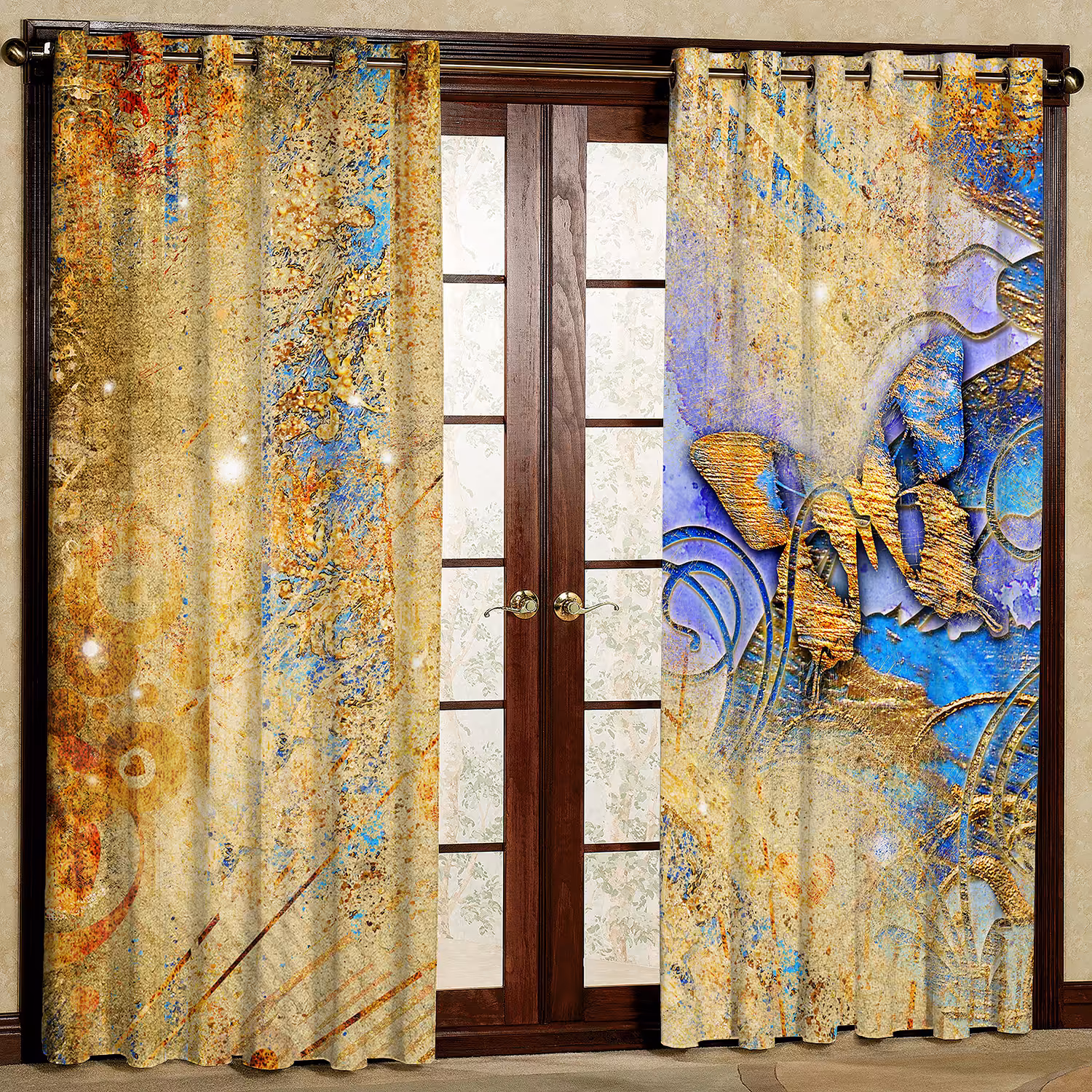 پرده مدل پروانه مخمل پانچی کد 1032L سایز 140x280 سانتی متر