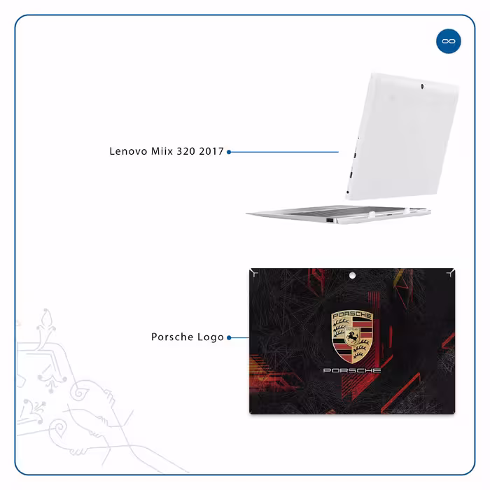 برچسب پوششی ماهوت مدل Porsche-Logo مناسب برای تبلت لنوو Miix 320 2017