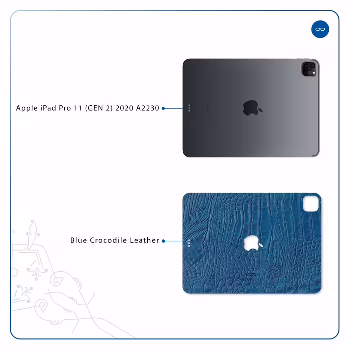 برچسب پوششی ماهوت مدل Blue-Crocodile-Leather مناسب برای تبلت اپل iPad Pro 11 (GEN 2) 2020 A2230