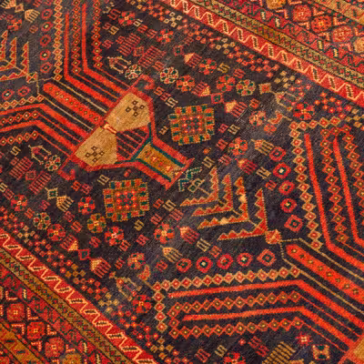 فرش دستبافت کناره طول سه متری مدل نقشه بلوچ  کد 33.1863