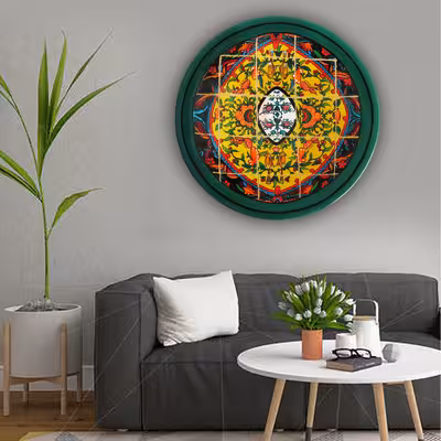 بشقاب دیوارکوب سفالی طرح کاشی کد 1057