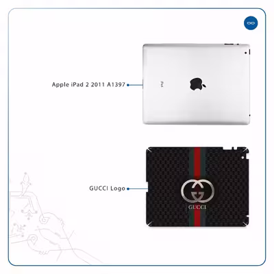 برچسب پوششی ماهوت مدل GUCCI-Logo مناسب برای تبلت اپل iPad 2 2011 A1397