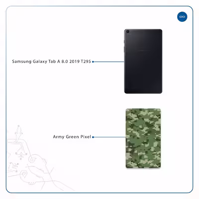 برچسب پوششی ماهوت مدل Army-Green-Pixel مناسب برای تبلت سامسونگ Galaxy Tab A 8.0 2019 T295