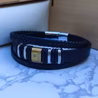 دستبند رولکس چرمی سه دور قفل مگنتی