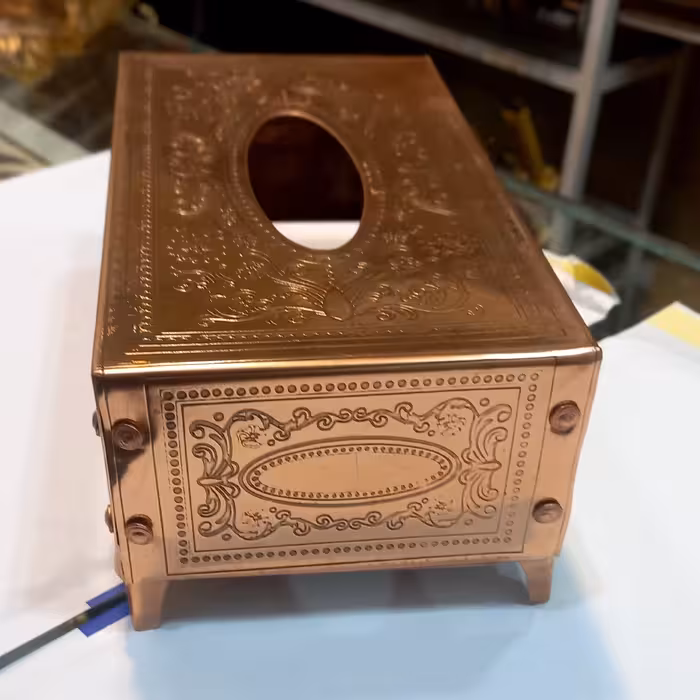 جا دستمال کاغذی طرح دار مسی نانو شده رنگ ثابت کار صنعتگران زنجانی