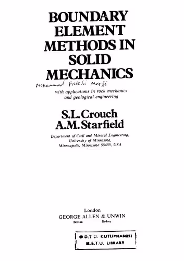خرید و دانلود نسخه کامل کتاب Boundary Element Methods in Solid Mechanics: With Applications in Rock Mechanics and Geological Engineering