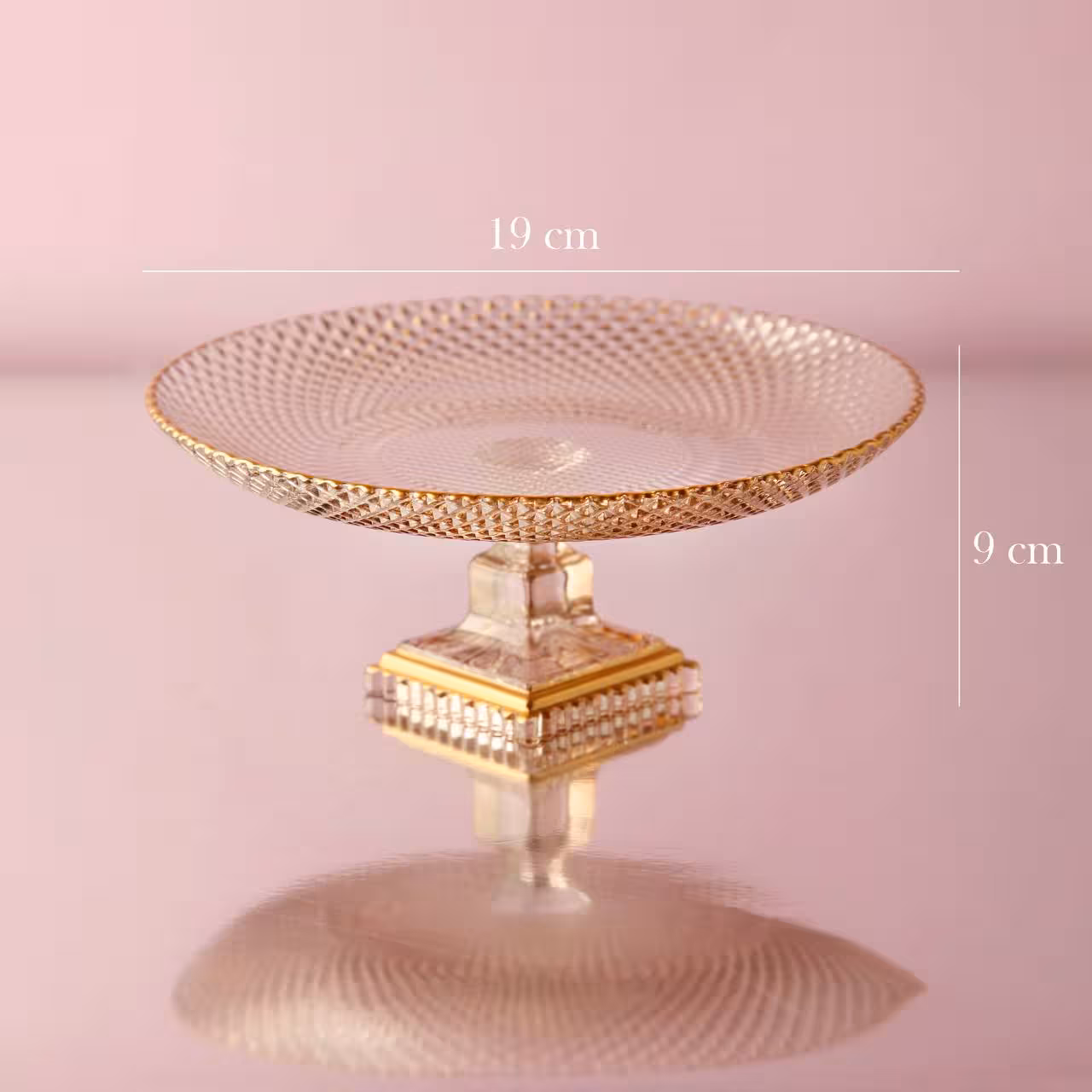 پیش دستی پایه دار بلور پیکسل خط طلا آسا