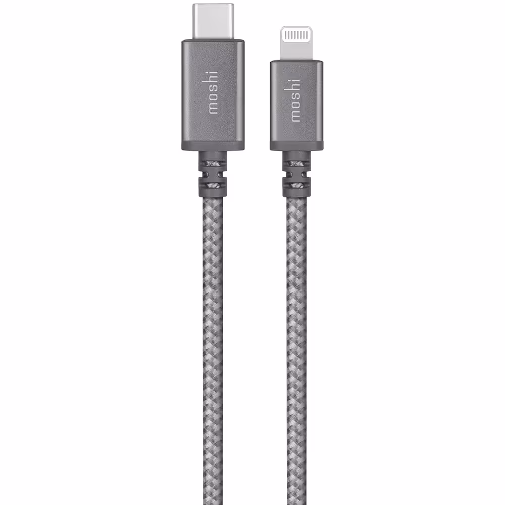 کابل MOSHI موشی تبدیل USB-C به Lightning مدل Integra طول 1.2 متری خاکستری - Hiapple.ir