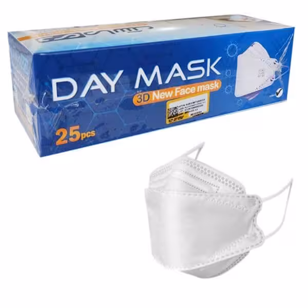 ماسک سه بعدی دی رنگ سبز بسته 25 عددی