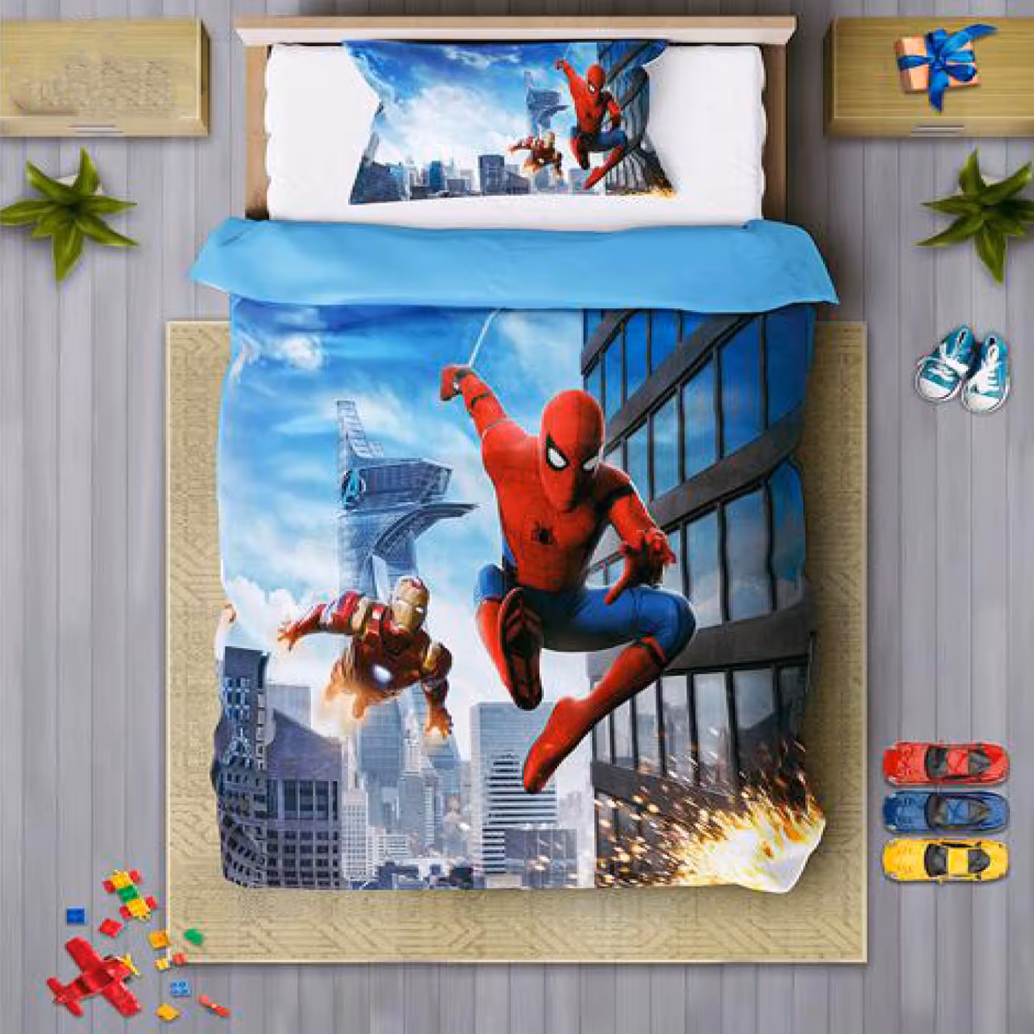 سرویس روتختی پسرانه چیداری مدل 7232 طرح مرد عنکبوتی