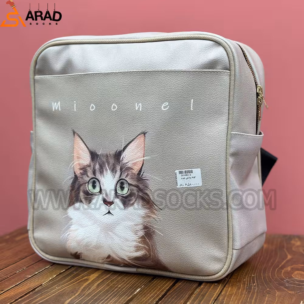 کوله پشتی چرم طرح گربه