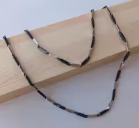 زنجیر استیل مردانه مدل کبریتی مشکی نقره ای 2108