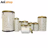 ست جا ادویه 12 تایی توپی کرم درب بامبو مدل UN-8013 کد 223