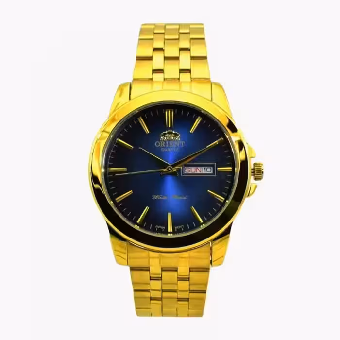 اورینت 2 تقویم ORIENT KY-CA5597 طلایی صفحه سرمه ای موتور ژاپن