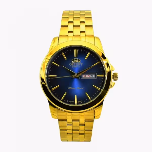 اورینت 2 تقویم ORIENT KY-CA5597 طلایی صفحه سرمه ای موتور ژاپن