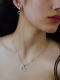 نیمست قلب نقره جواهری کد 00332