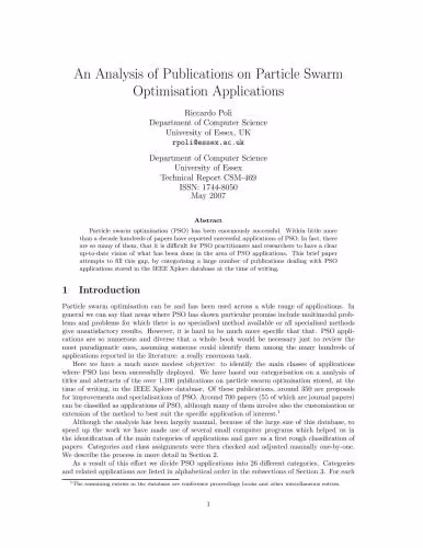 خرید و دانلود نسخه کامل کتاب An Analysis of Publications on Particle Swarm Optimisation Applications