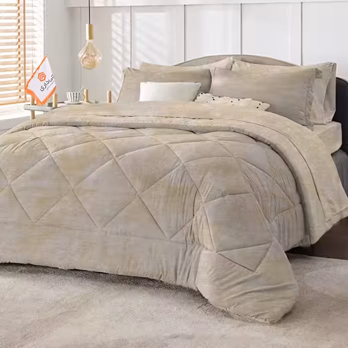 روتختی ترک طرح پتینه کرم دو نفره چهار تکه