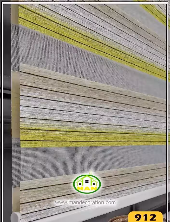 پرده زبرا آشپزخانه سبز طوسی پلیسه کد:912-MF